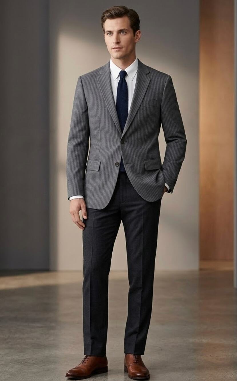 J. Crew Factory Thompson Blazer Men’s 34S Grey Pinstripe 2-Button Slim Fit EUC